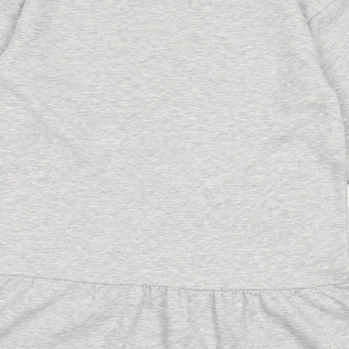 New Look Womens Grey Cotton Jumper Dress Size 12 Crew Neck Pullover