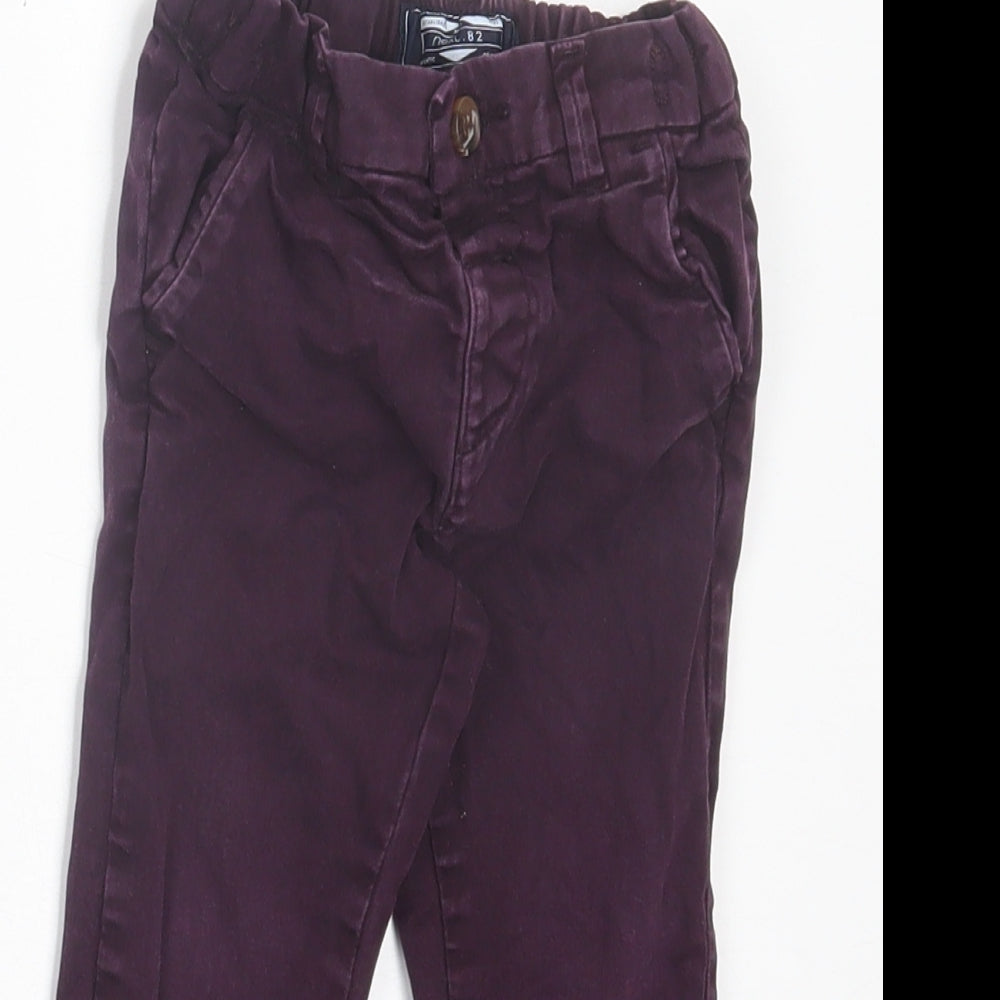NEXT Boys Purple Cotton Capri Trousers Size 12-18 Months Button