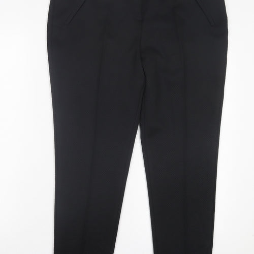 F&F Womens Black Polyester Trousers Size 14 L28 in Regular Hook & Eye