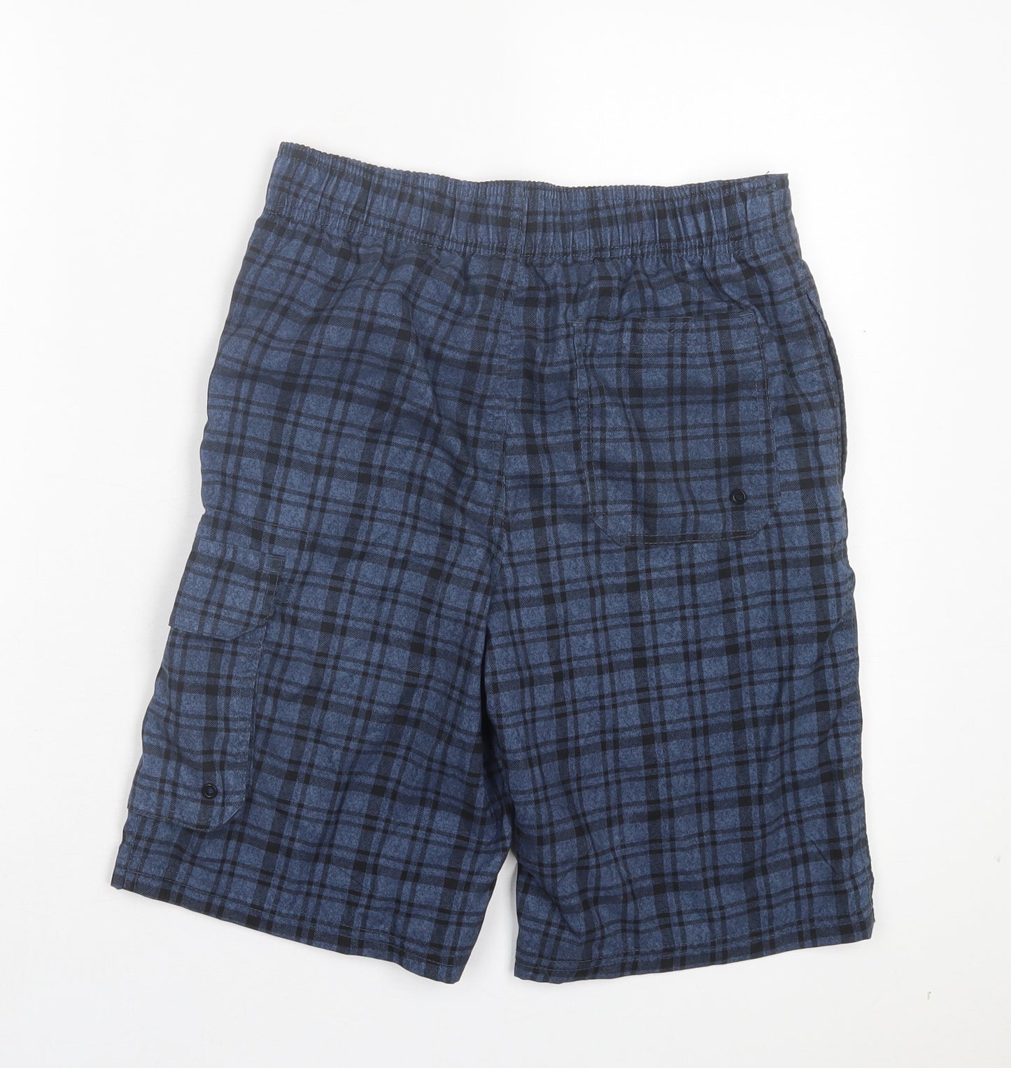 Cedar Wood State Mens Blue Plaid Polyester Bermuda Shorts Size XS L9 in Regular Tie - Swim Short