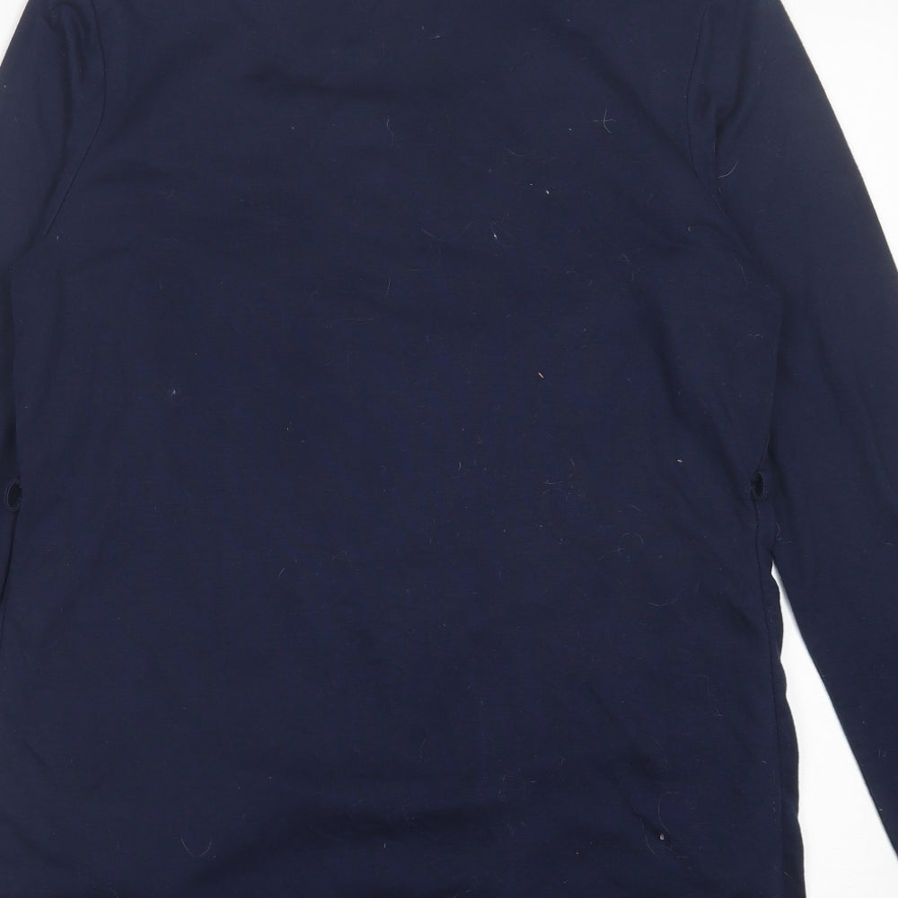Dunnes Stores Womens Blue Plaid Polyester Basic T-Shirt Size 14 Scoop Neck