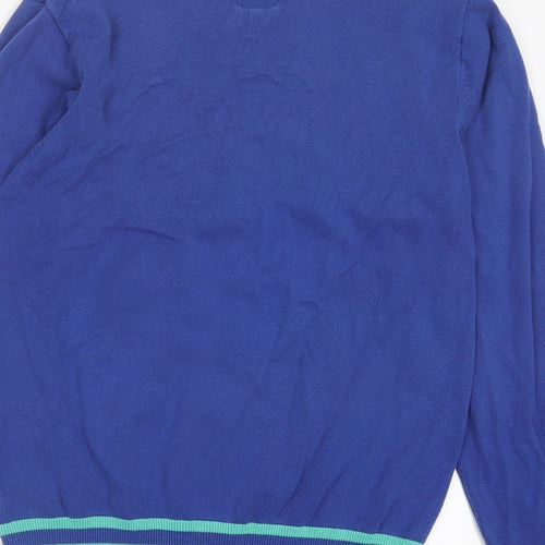 Benzini Mens Black V-Neck Striped Cotton Pullover Jumper Size M