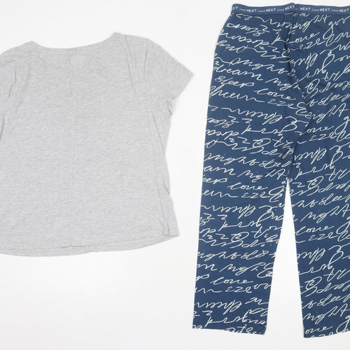 NEXT Womens Blue Geometric Cotton Capri Pyjama Set Size M - Pocket Detail