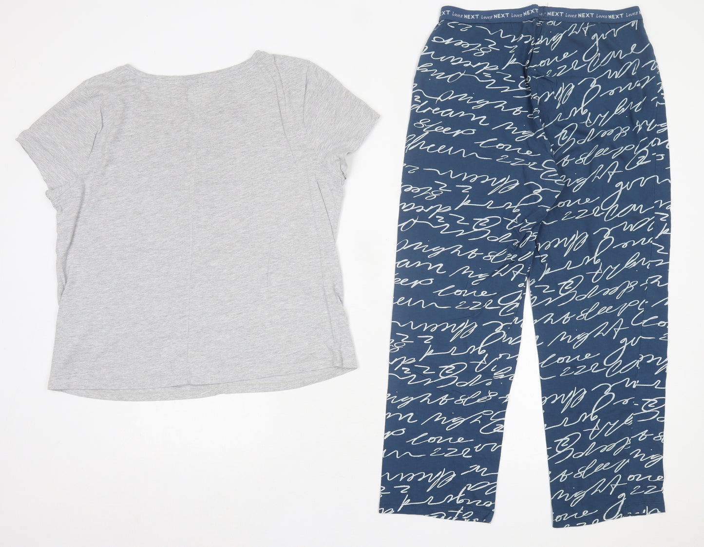 NEXT Womens Blue Geometric Cotton Capri Pyjama Set Size M - Pocket Detail