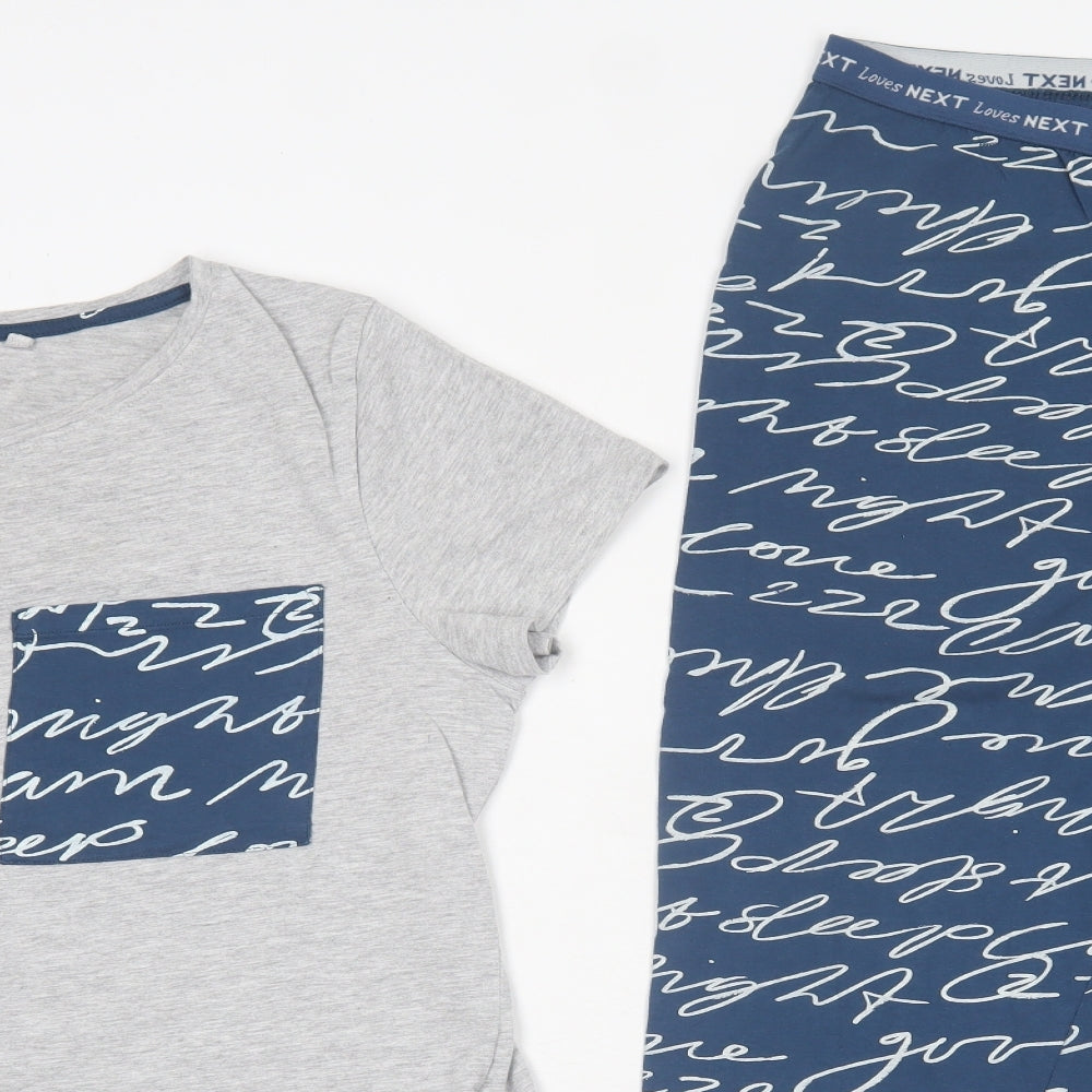 NEXT Womens Blue Geometric Cotton Capri Pyjama Set Size M - Pocket Detail