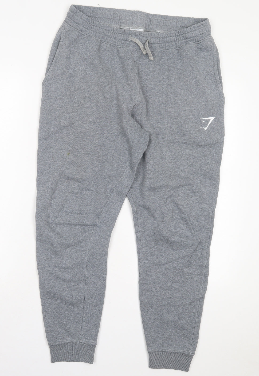 Gymshark Mens Grey Cotton Jogger Trousers Size M L28 in Regular Tie
