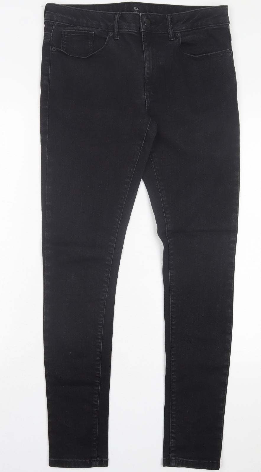 River Island Mens Black Cotton Skinny Jeans Size 32 in L34 in Regular Button