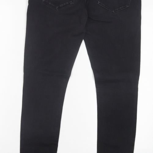 River Island Mens Black Cotton Skinny Jeans Size 32 in L34 in Regular Button