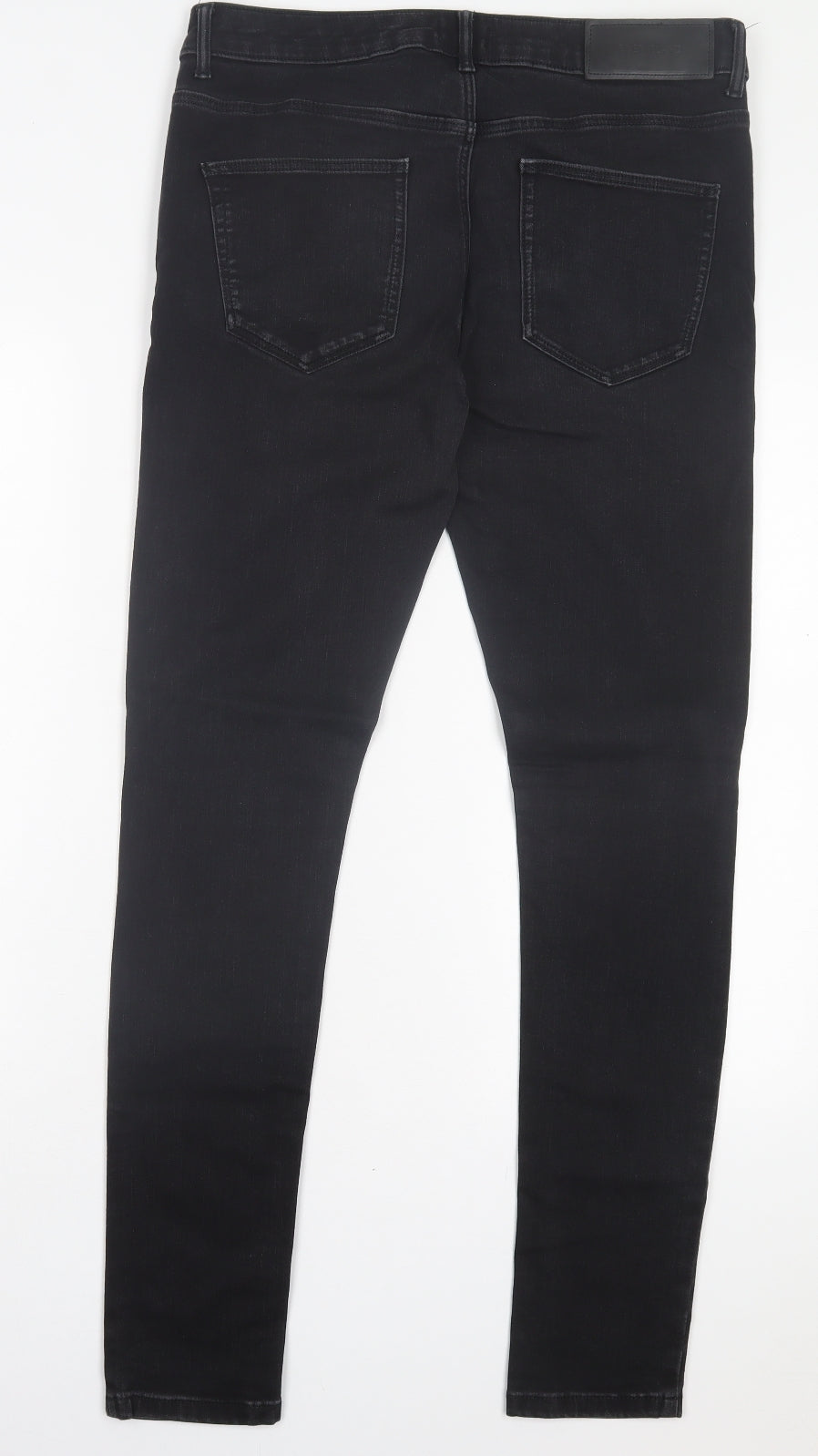 River Island Mens Black Cotton Skinny Jeans Size 32 in L34 in Regular Button