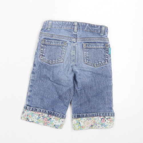 Gap Girls Blue Floral Cotton Cropped Jeans Size 2 Years Regular Zip