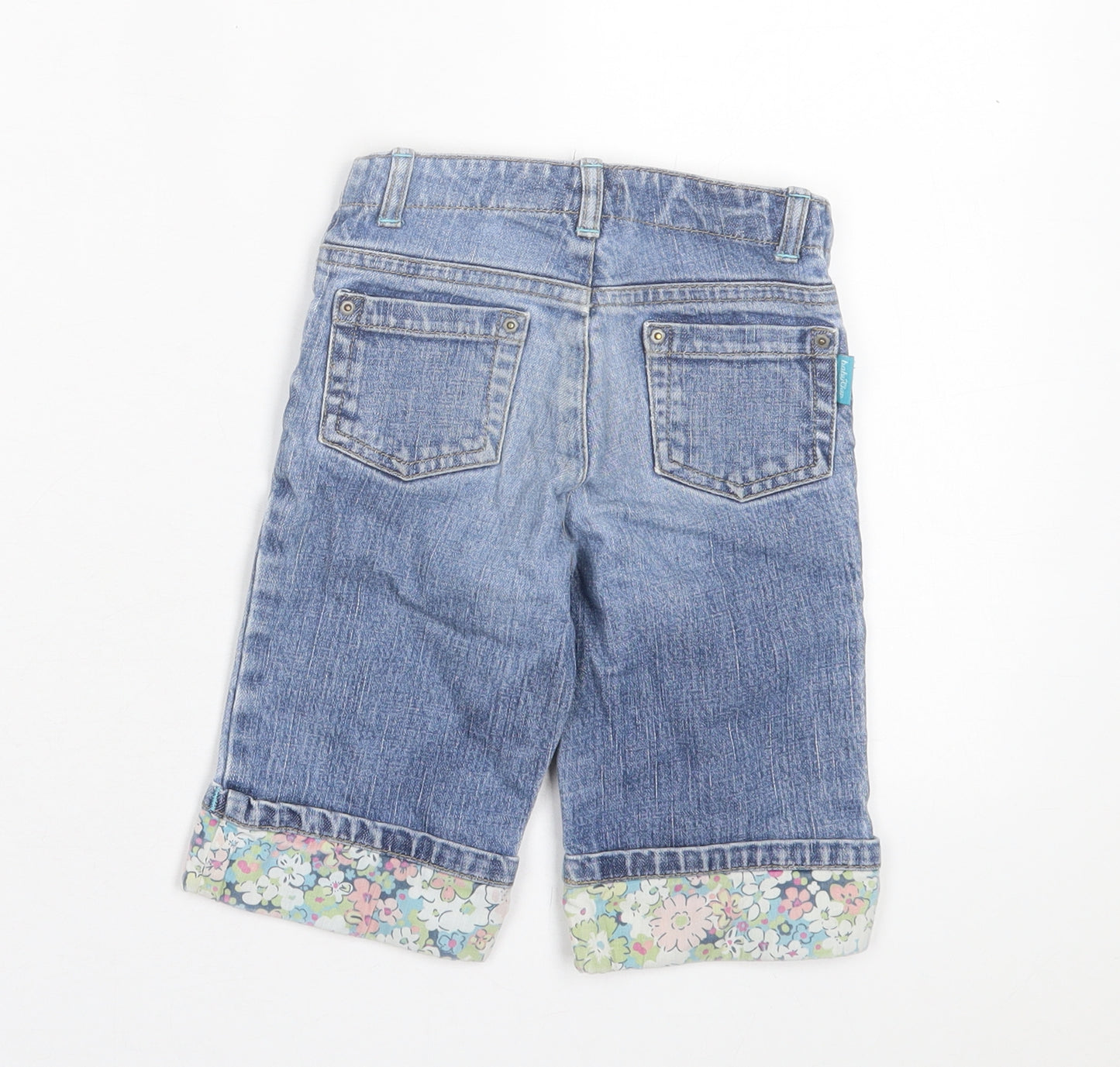 Gap Girls Blue Floral Cotton Cropped Jeans Size 2 Years Regular Zip