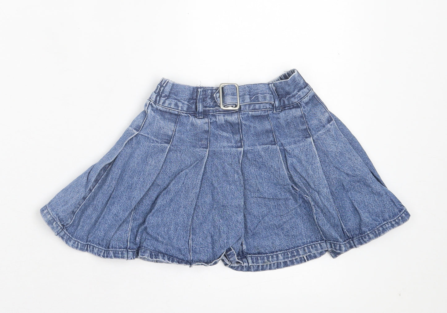 Dunnes Stores Girls Blue Cotton Skater Skirt Size 3-4 Years Regular Buckle
