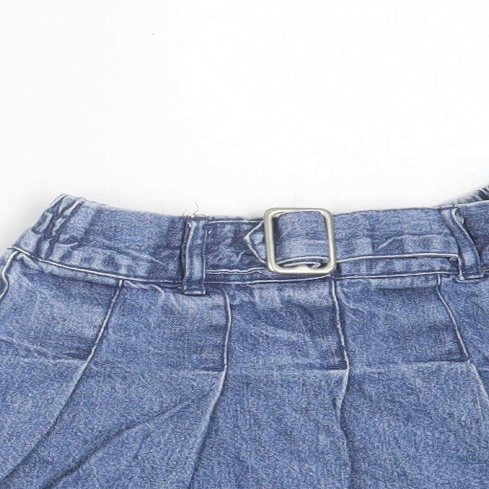 Dunnes Stores Girls Blue Cotton Skater Skirt Size 3-4 Years Regular Buckle