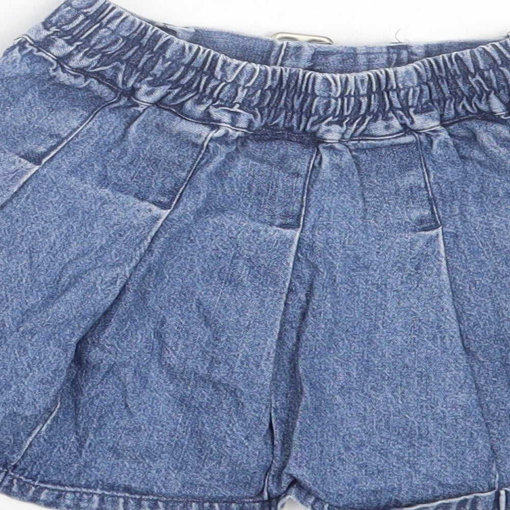 Dunnes Stores Girls Blue Cotton Skater Skirt Size 3-4 Years Regular Buckle