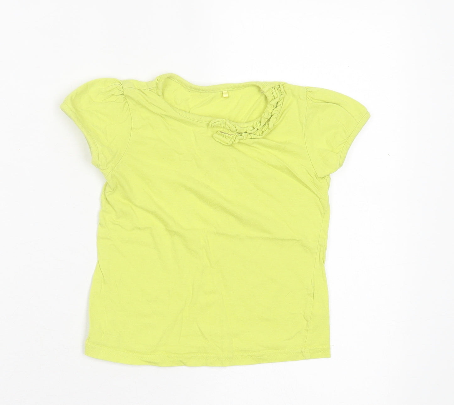 George Girls Green Cotton Basic T-Shirt Size 3-4 Years Crew Neck Pullover