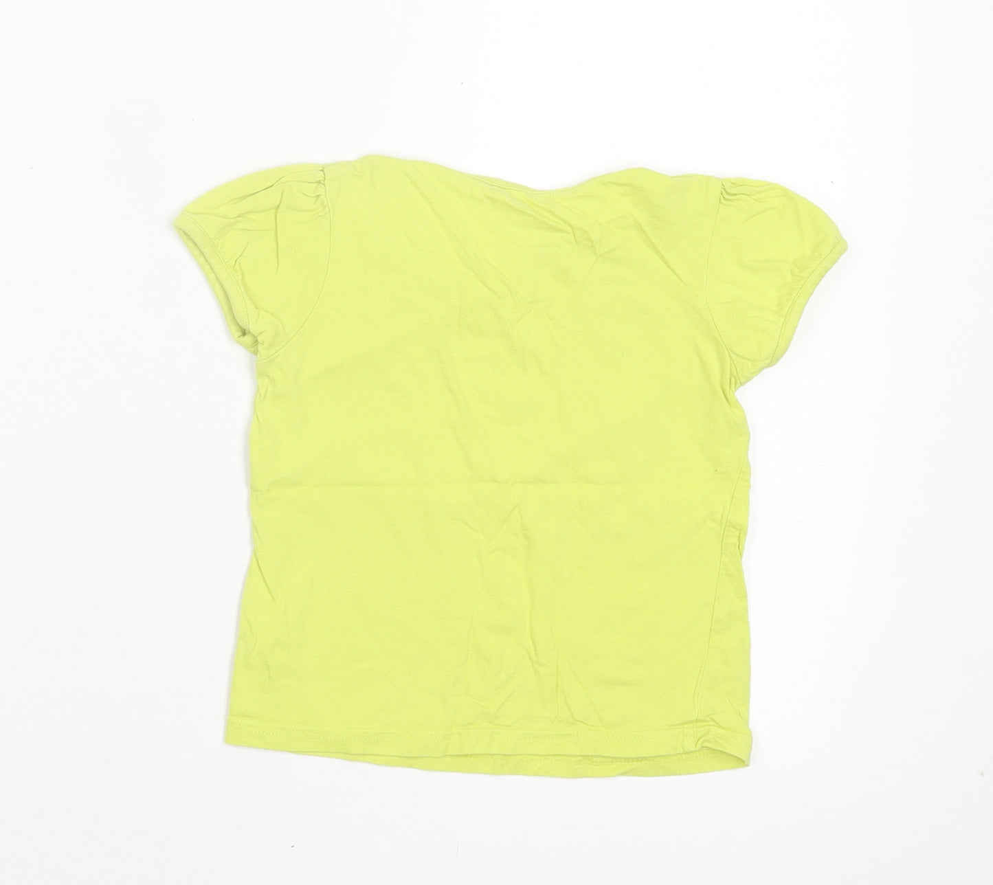 George Girls Green Cotton Basic T-Shirt Size 3-4 Years Crew Neck Pullover