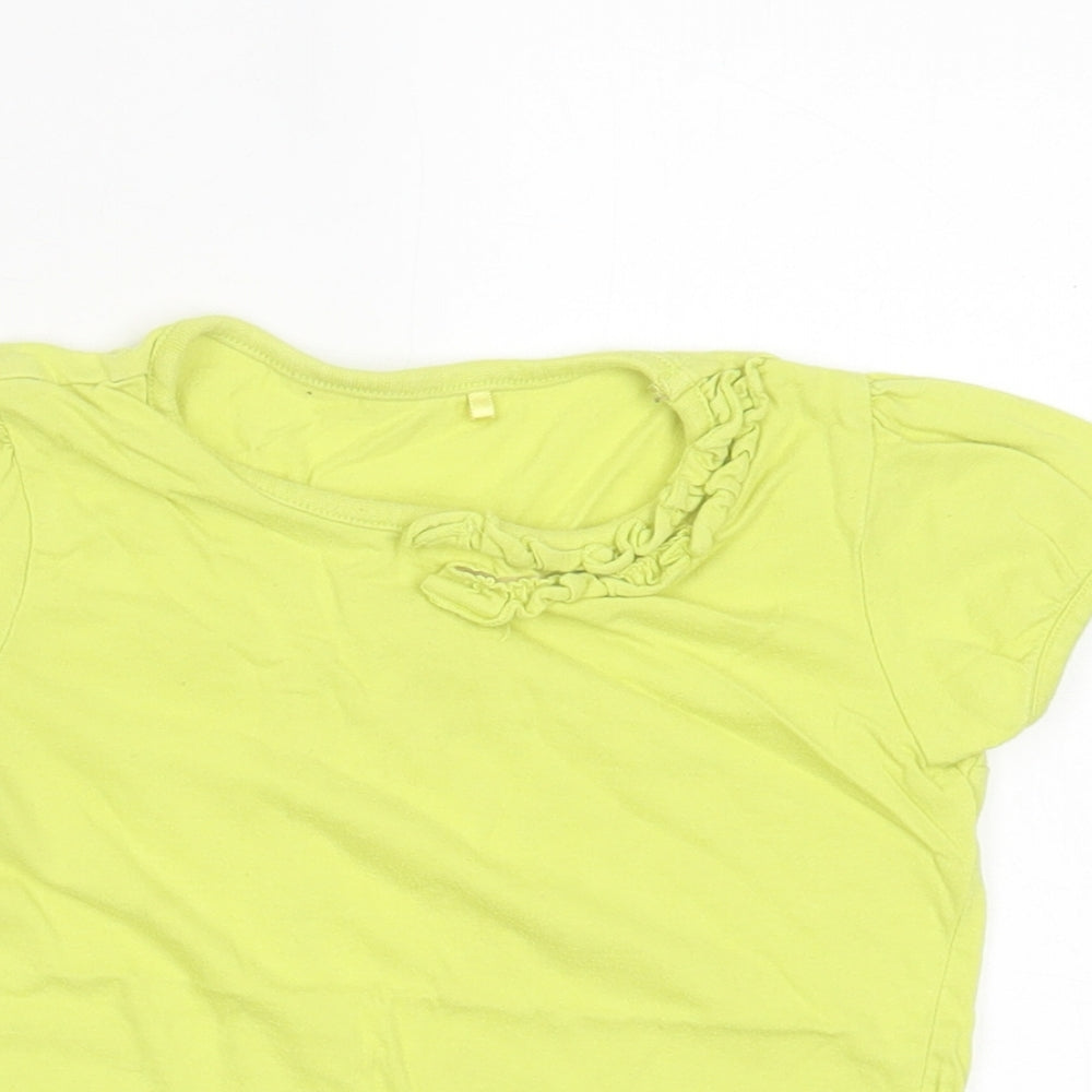 George Girls Green Cotton Basic T-Shirt Size 3-4 Years Crew Neck Pullover