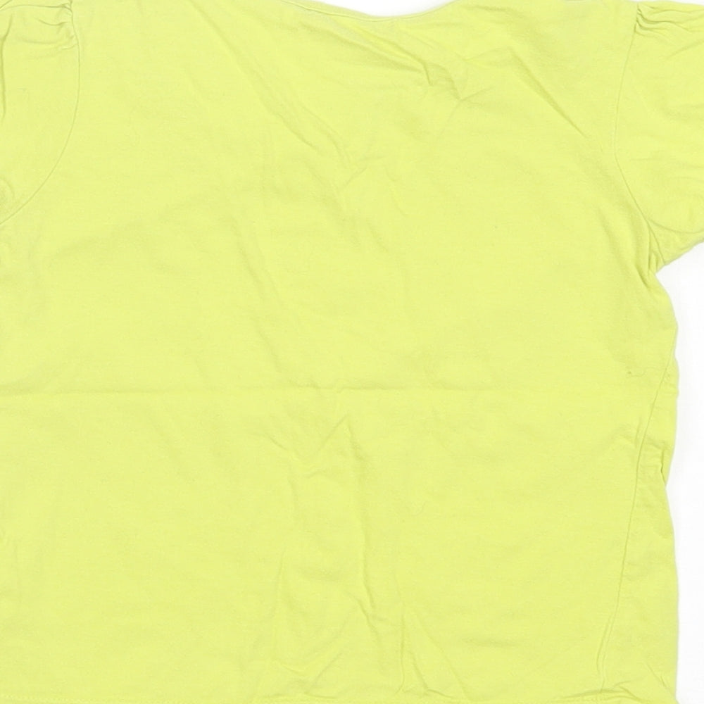 George Girls Green Cotton Basic T-Shirt Size 3-4 Years Crew Neck Pullover