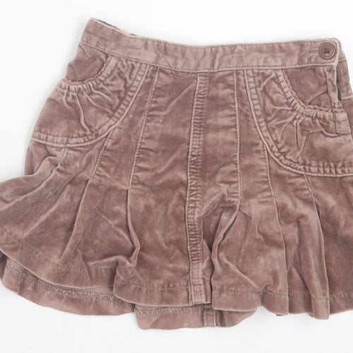 Monsoon Girls Brown Cotton A-Line Skirt Size 3-4 Years Regular Pull On