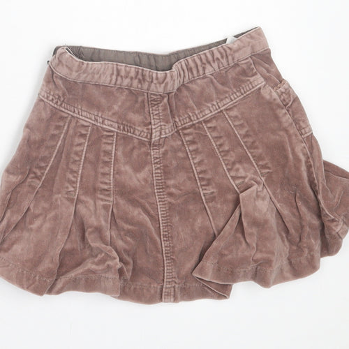 Monsoon Girls Brown Cotton A-Line Skirt Size 3-4 Years Regular Pull On