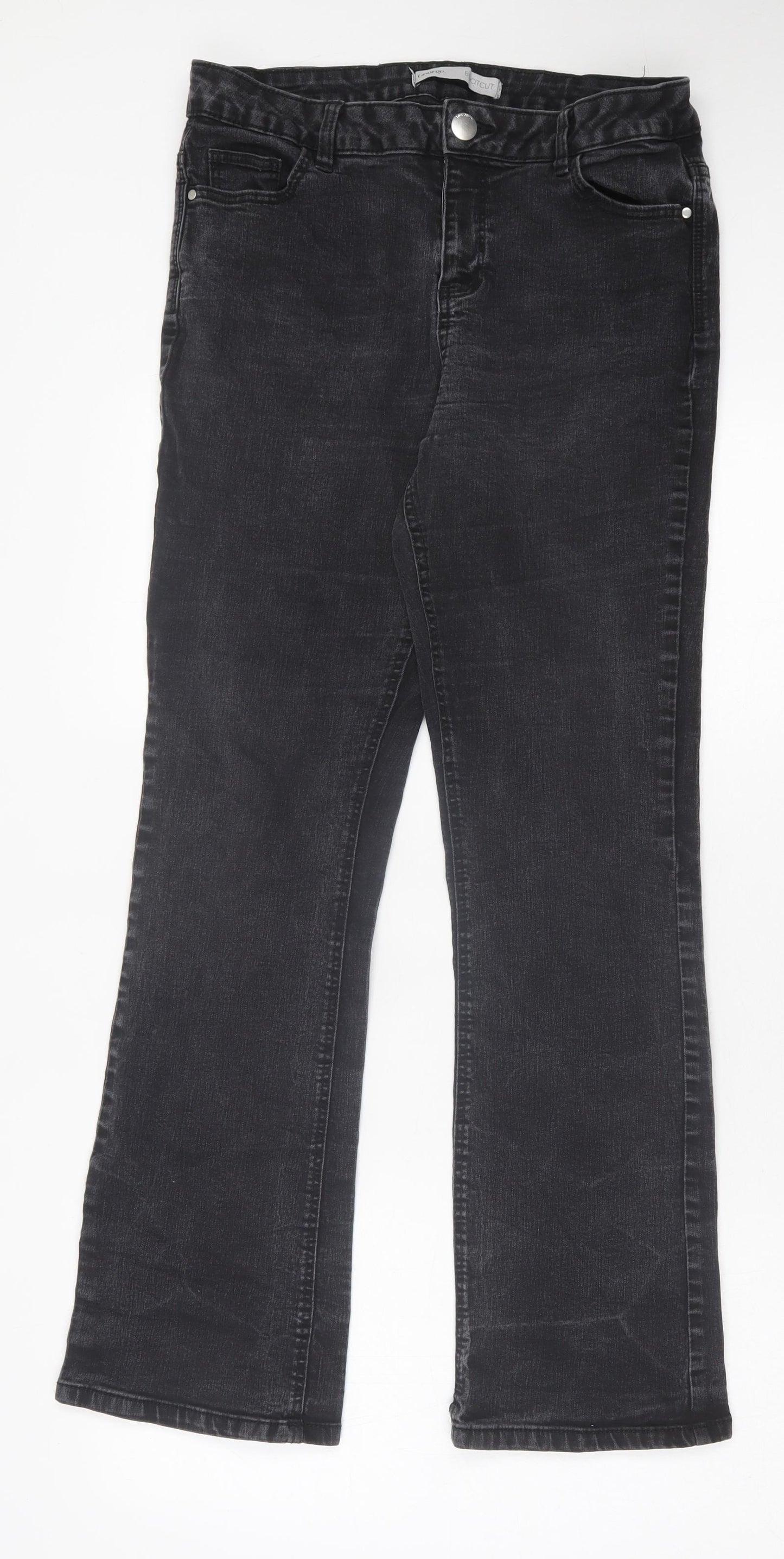 George Womens Black Cotton Bootcut Jeans Size 16 L29 in Regular Button