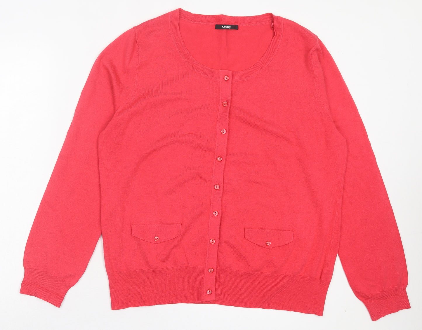George Womens Pink Scoop Neck Viscose Cardigan Jumper Size 20