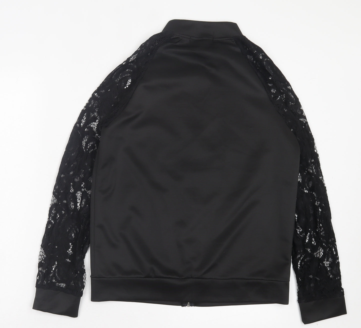 Blu Apparel Womens Black Jacket Size L Zip - Lace Sleeves