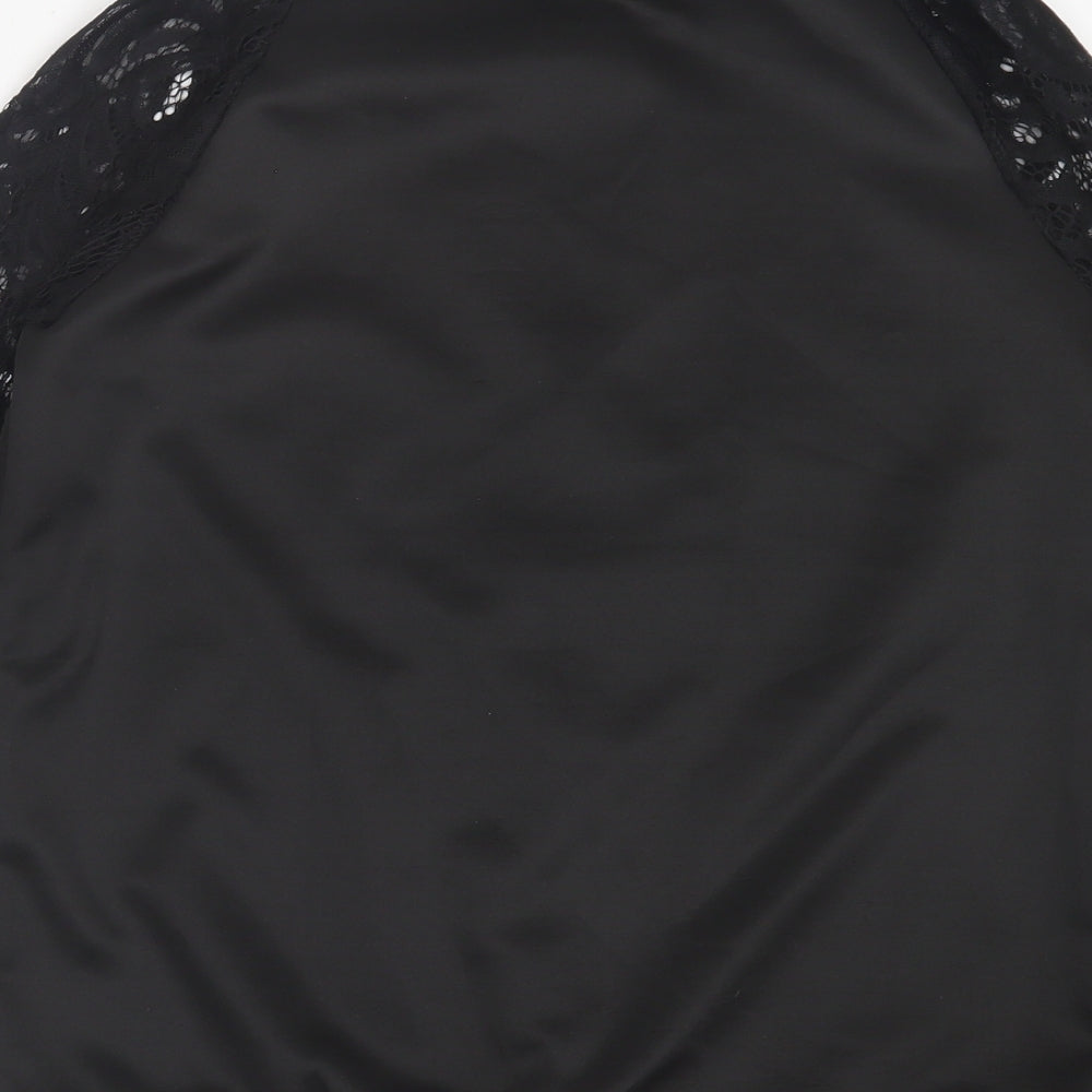 Blu Apparel Womens Black Jacket Size L Zip - Lace Sleeves