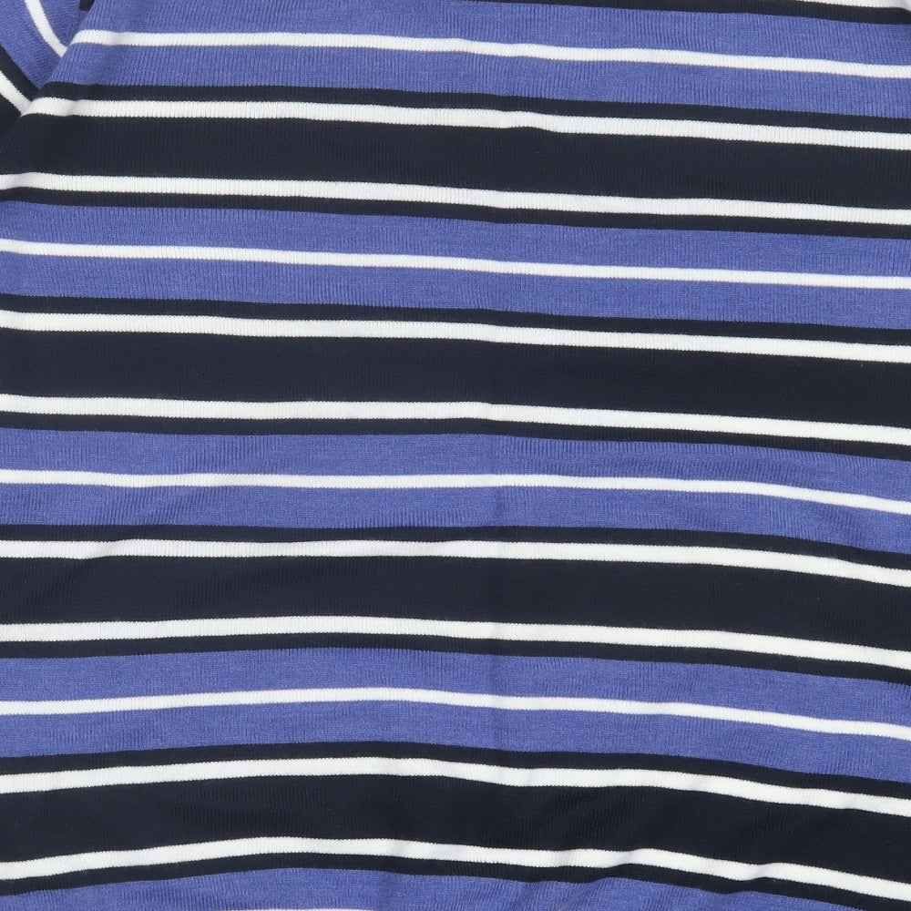 Primark Mens Blue Crew Neck Striped Acrylic Pullover Jumper Size XL