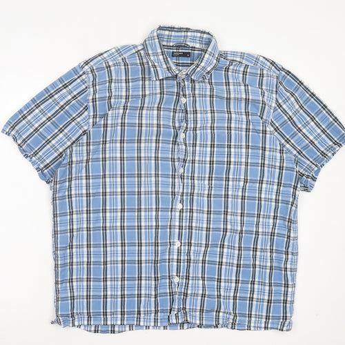 Cedar Wood State Mens Blue Plaid Cotton Button-Up Size XL Collared Button