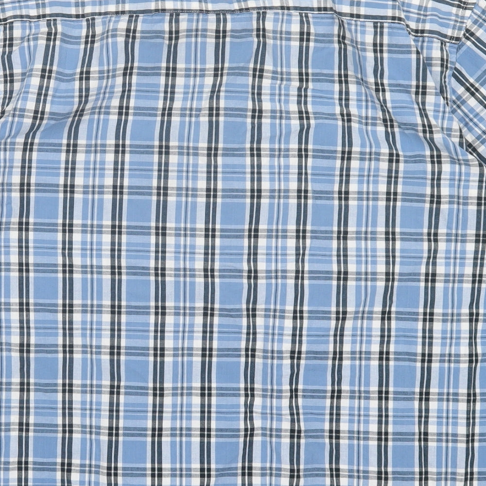 Cedar Wood State Mens Blue Plaid Cotton Button-Up Size XL Collared Button