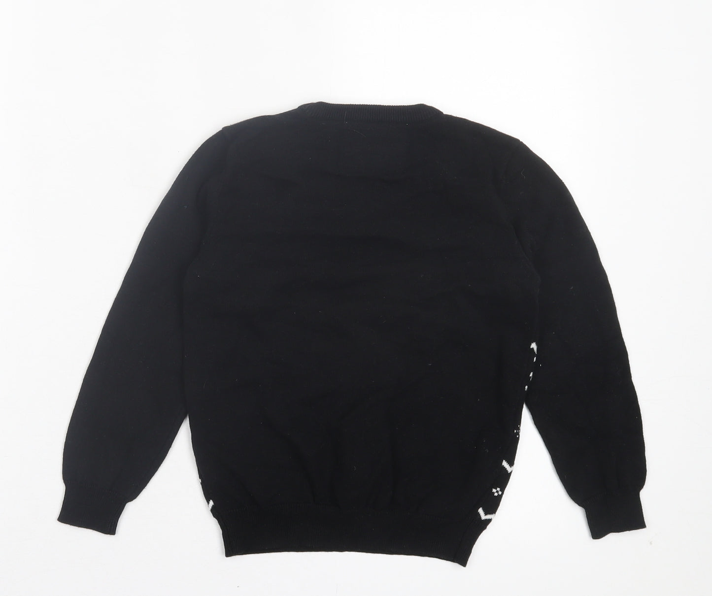 Primark Boys Black Crew Neck Cotton Pullover Jumper Size 7-8 Years Pullover - Flossing Through the Snow