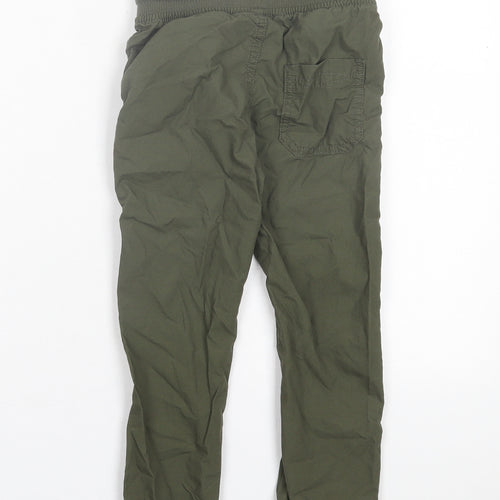 Marks and Spencer Boys Green Cotton Capri Trousers Size 4-5 Years Regular Tie