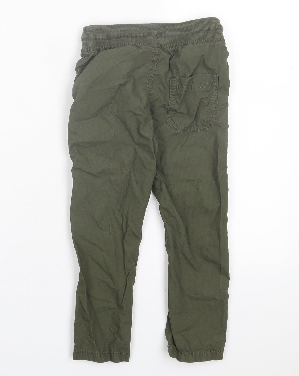 Marks and Spencer Boys Green Cotton Capri Trousers Size 4-5 Years Regular Tie