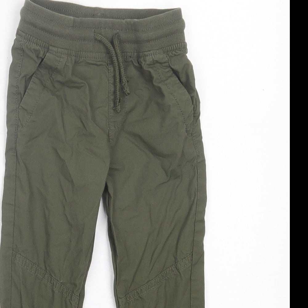 Marks and Spencer Boys Green Cotton Capri Trousers Size 4-5 Years Regular Tie