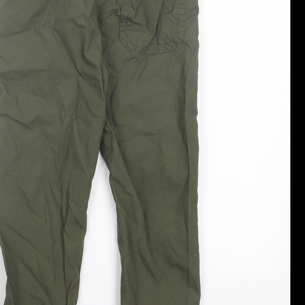 Marks and Spencer Boys Green Cotton Capri Trousers Size 4-5 Years Regular Tie