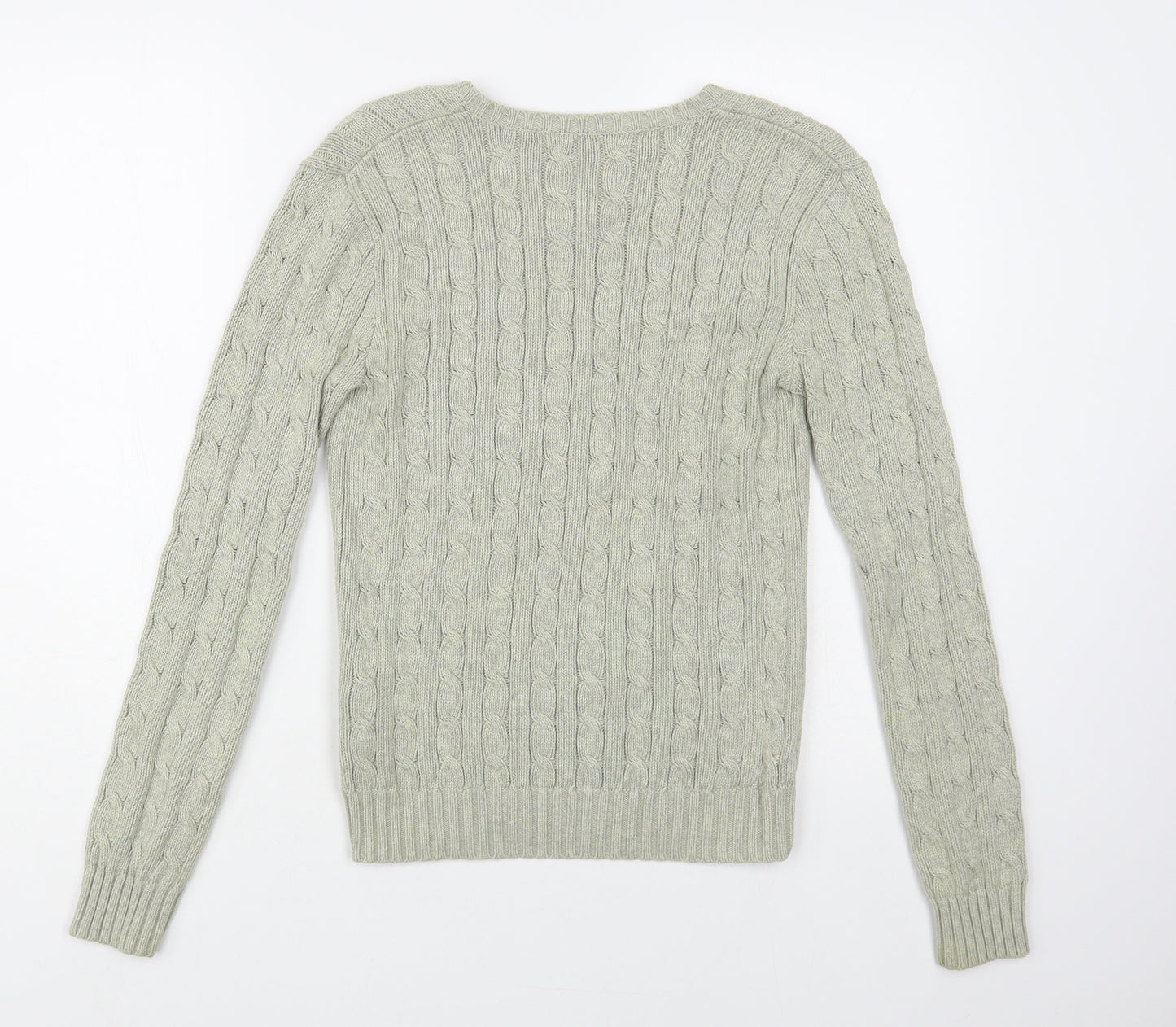 Ralph Lauren Womens Grey V-Neck Cotton Pullover Jumper Size M