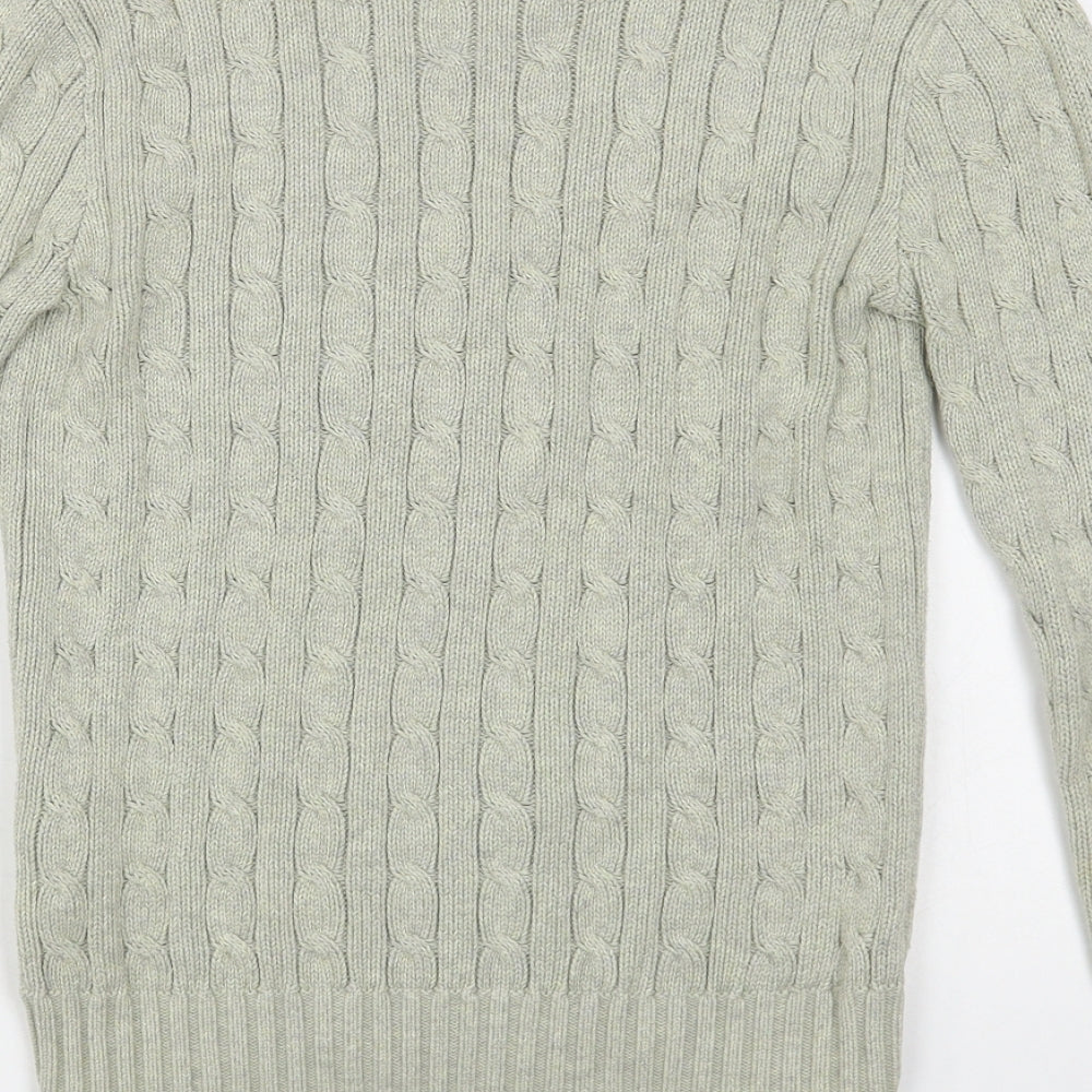 Ralph Lauren Womens Grey V-Neck Cotton Pullover Jumper Size M