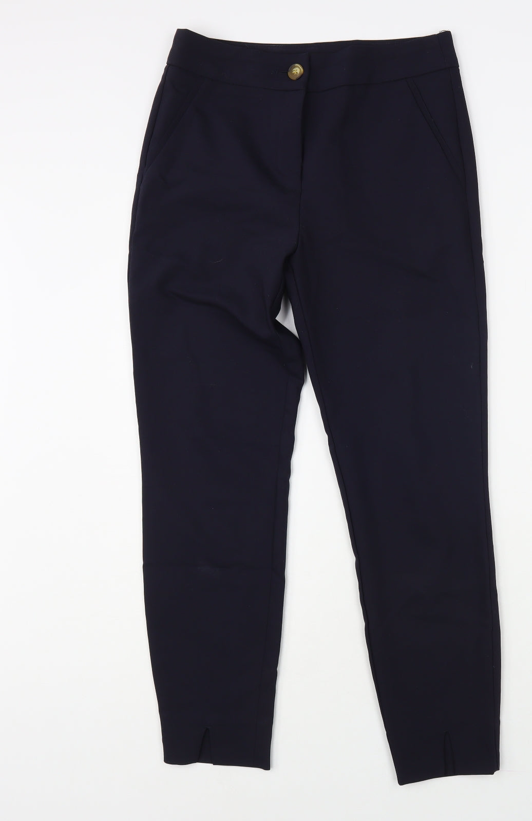 Et Vous Womens Blue Cotton Dress Pants Trousers Size 8 L27 in Regular Button
