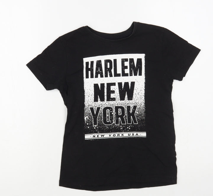 Primark Boys Black Cotton Pullover T-Shirt Size 7-8 Years Crew Neck Pullover - Harlem New York