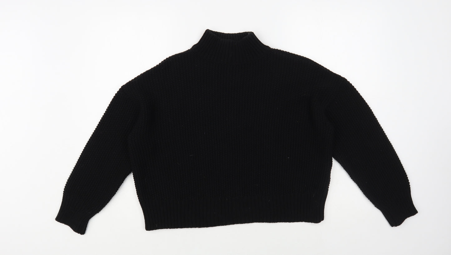 New Look Womens Black Mock Neck Acrylic Pullover Jumper Size S - Cropped