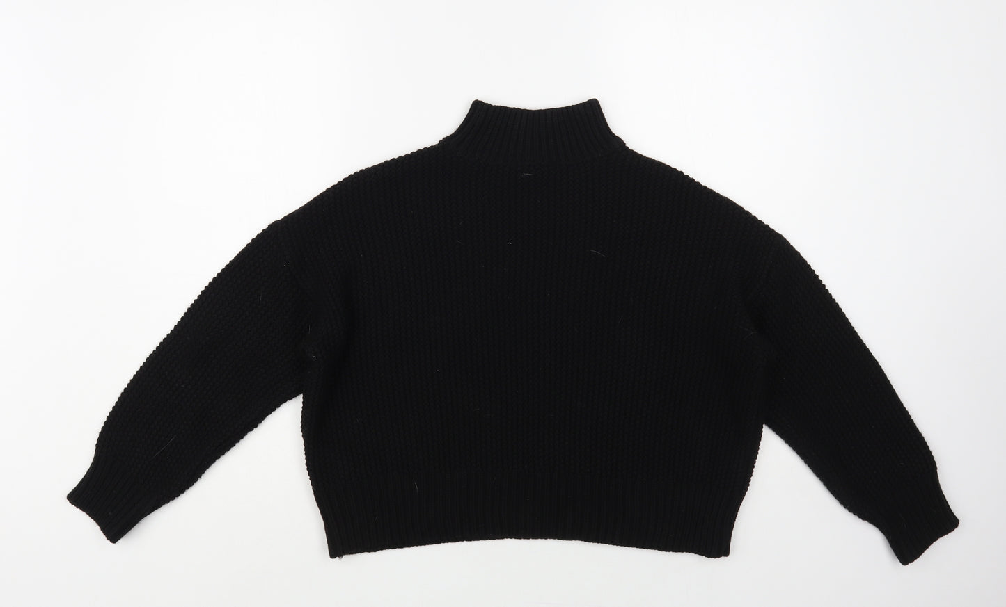 New Look Womens Black Mock Neck Acrylic Pullover Jumper Size S - Cropped