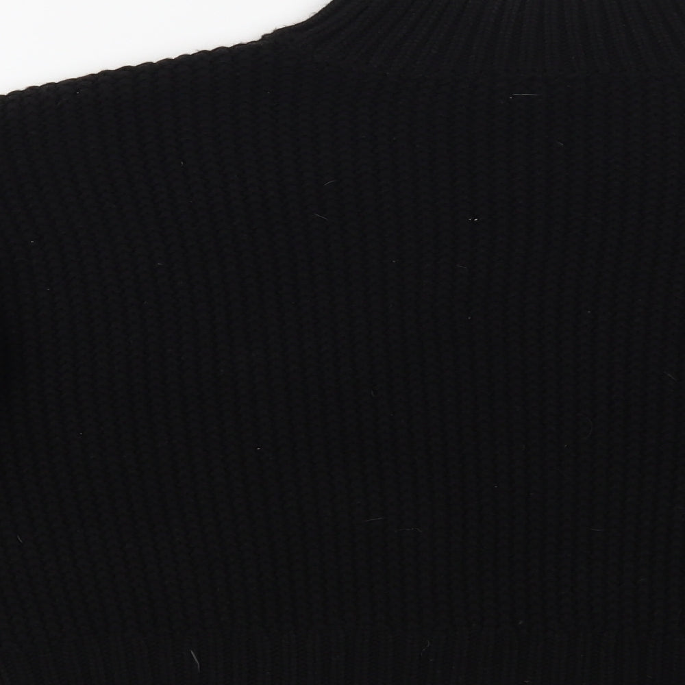 New Look Womens Black Mock Neck Acrylic Pullover Jumper Size S - Cropped