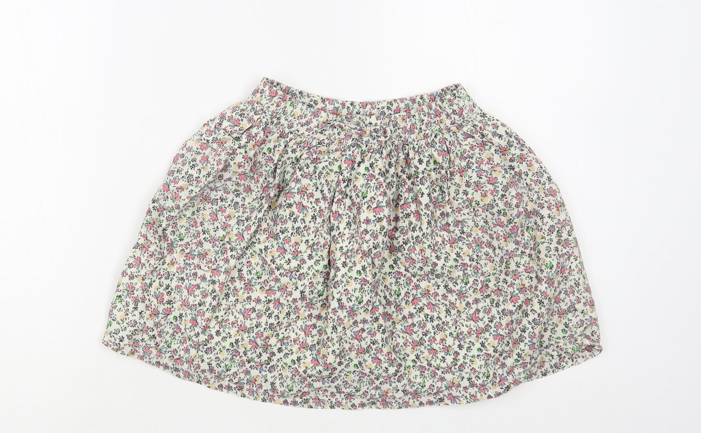 NEXT Girls White Floral Cotton A-Line Skirt Size 6 Years Regular Drawstring