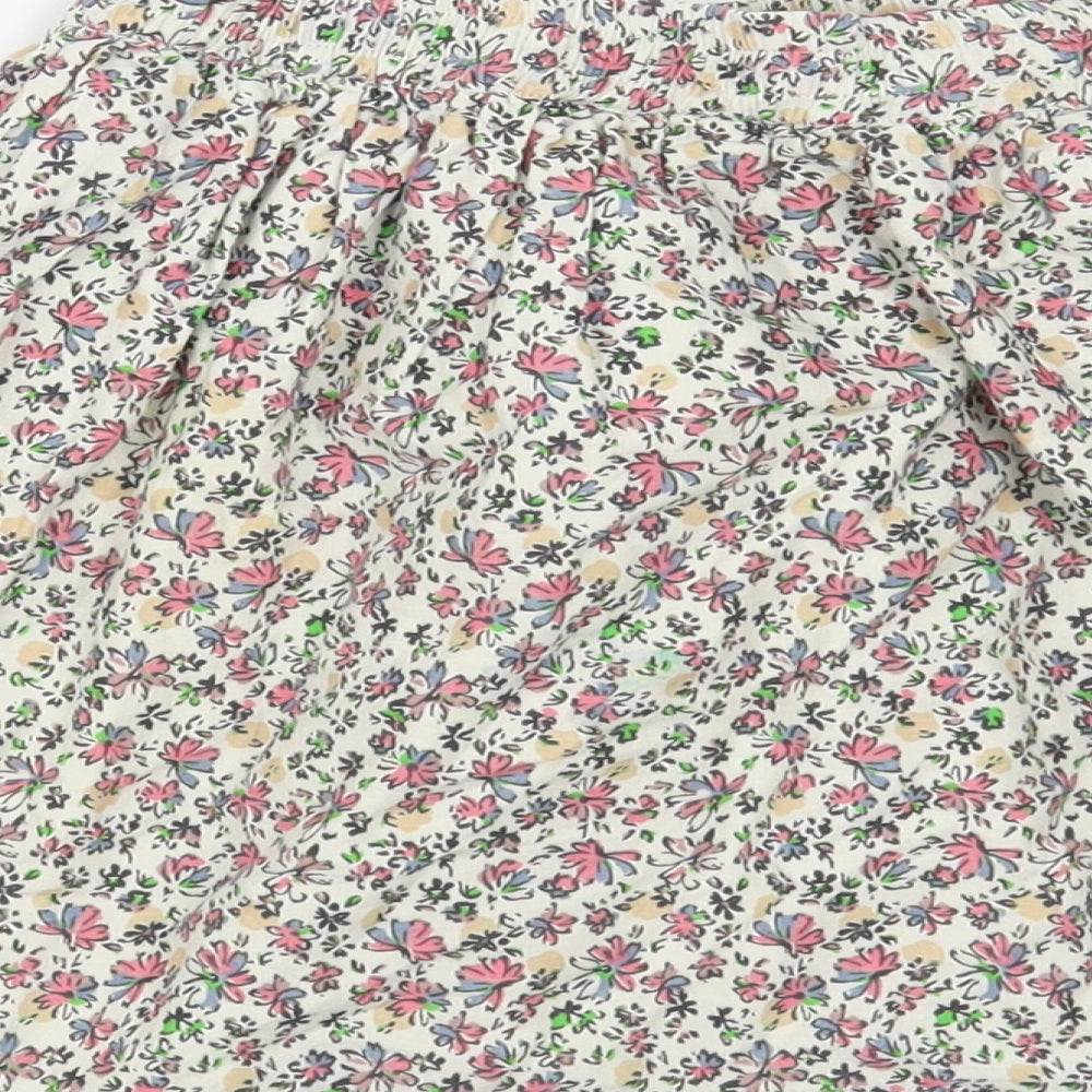 NEXT Girls White Floral Cotton A-Line Skirt Size 6 Years Regular Drawstring