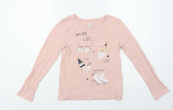 Gap Girls Pink Cotton Pullover T-Shirt Size 10-11 Years Crew Neck Pullover - Wish List