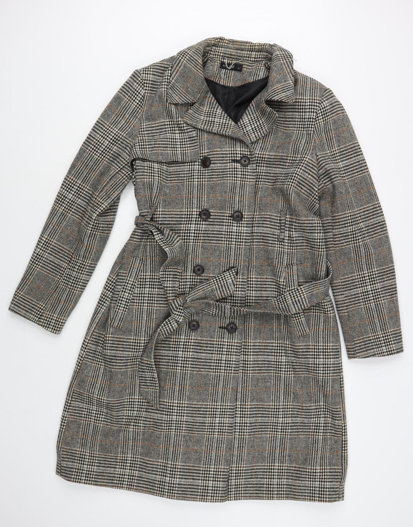 F&F Womens Grey Plaid Pea Coat Coat Size 16 Button