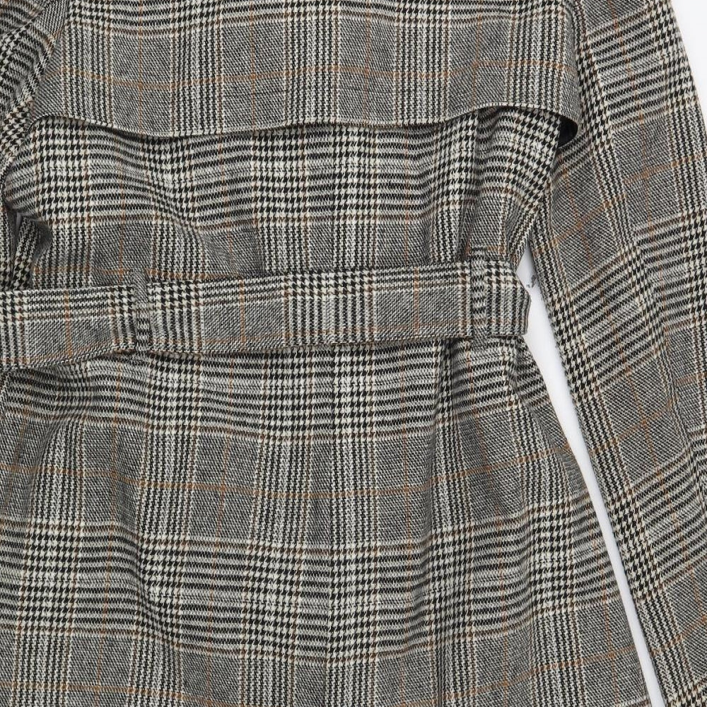 F&F Womens Grey Plaid Pea Coat Coat Size 16 Button