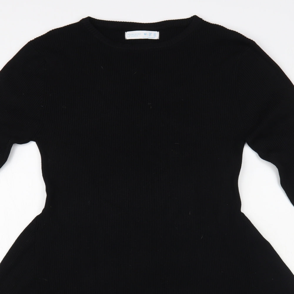 Primark Womens Black Viscose Skater Dress Size 12 Crew Neck Pullover