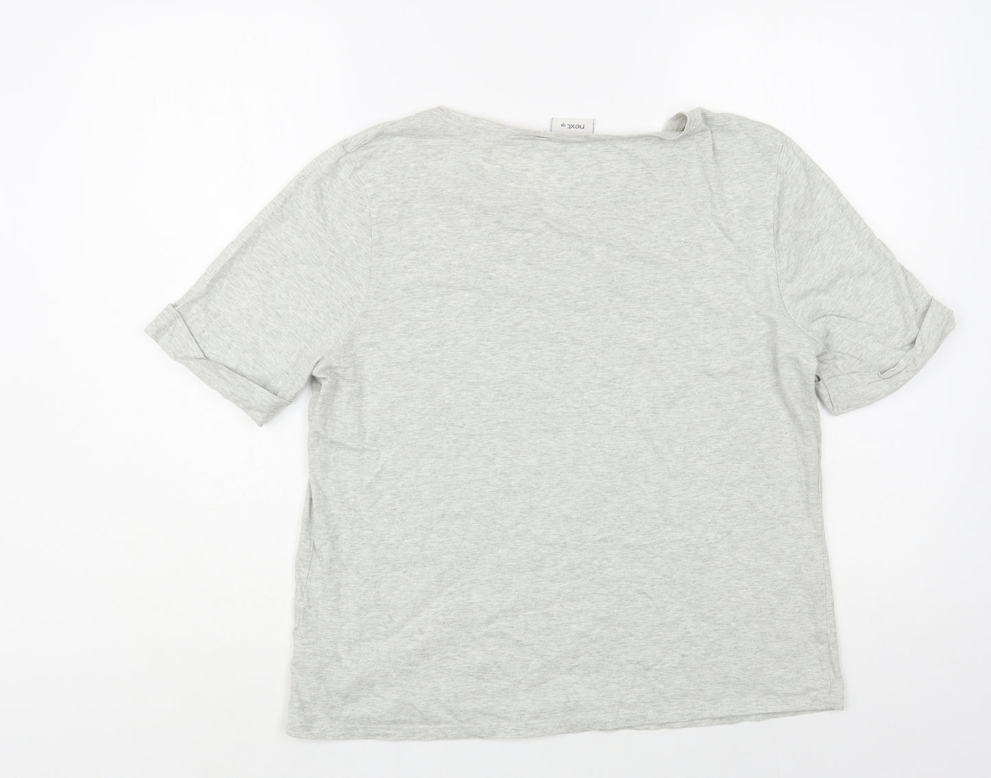 NEXT Womens Grey Cotton Basic T-Shirt Size 12 Round Neck - Ciao